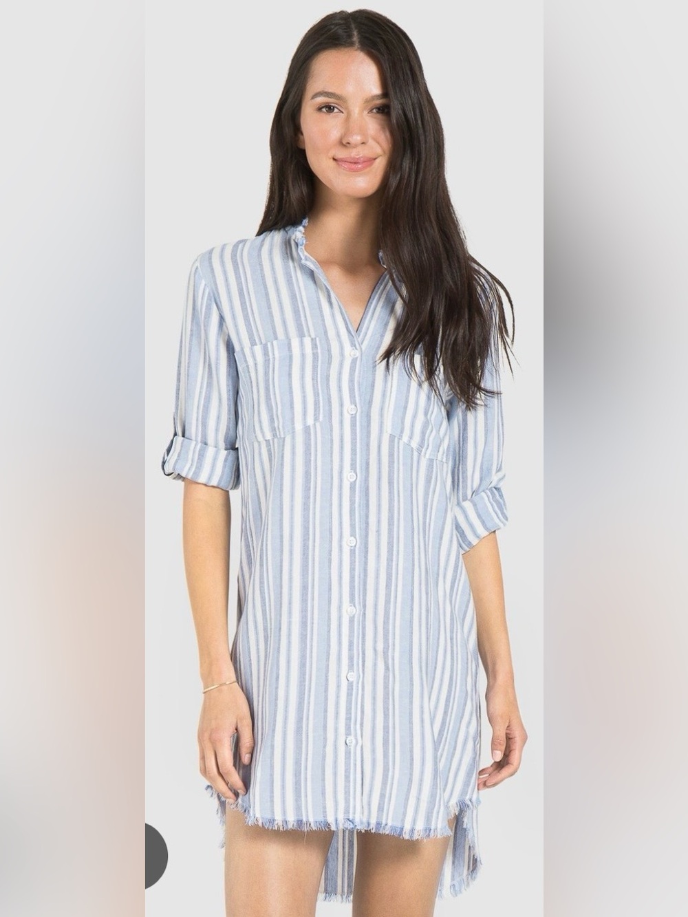 Anthropologie Cloth & Stone Provincetown Linen Striped Frayed Top NWOT